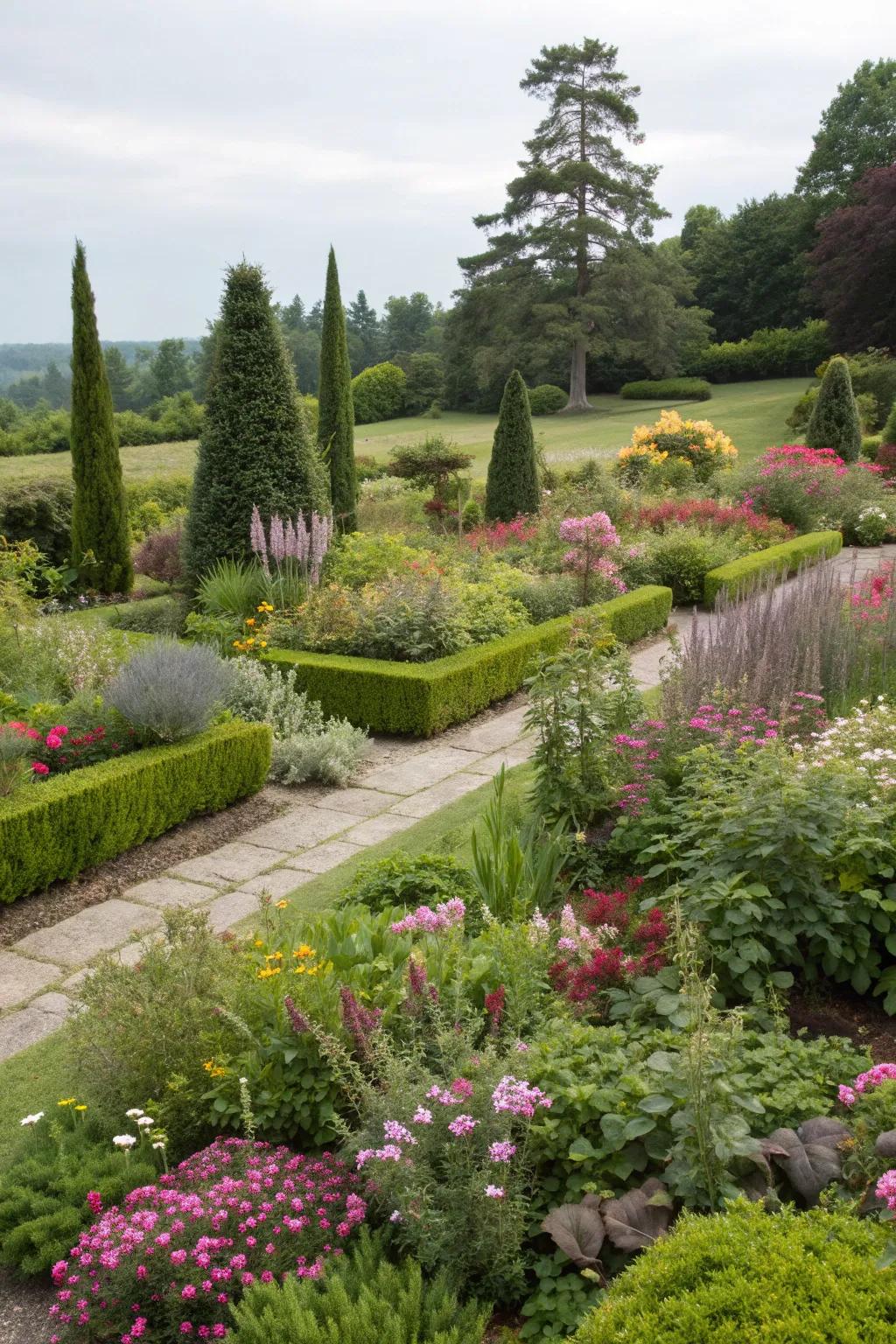 Create depth with layered plantings for a dynamic look.