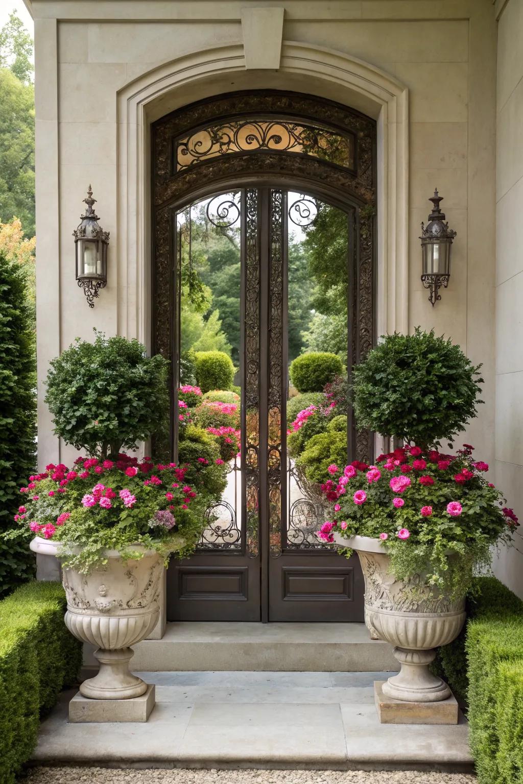 Balanced elegance with symmetrical flower pots