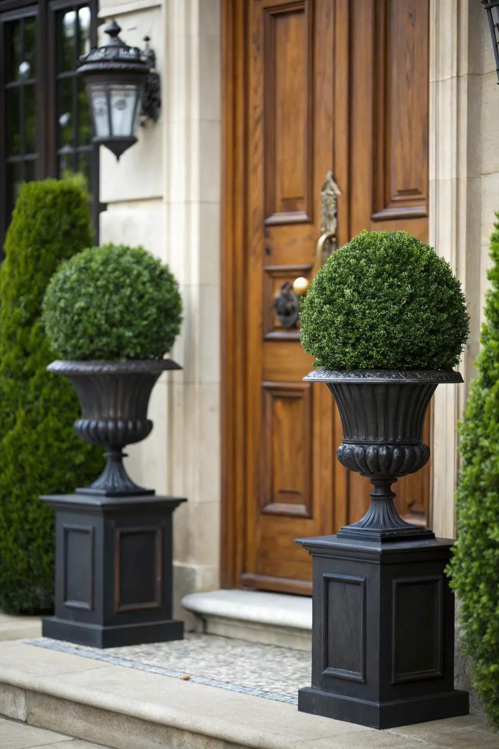 Boxwoods add a touch of classic elegance to any entrance.