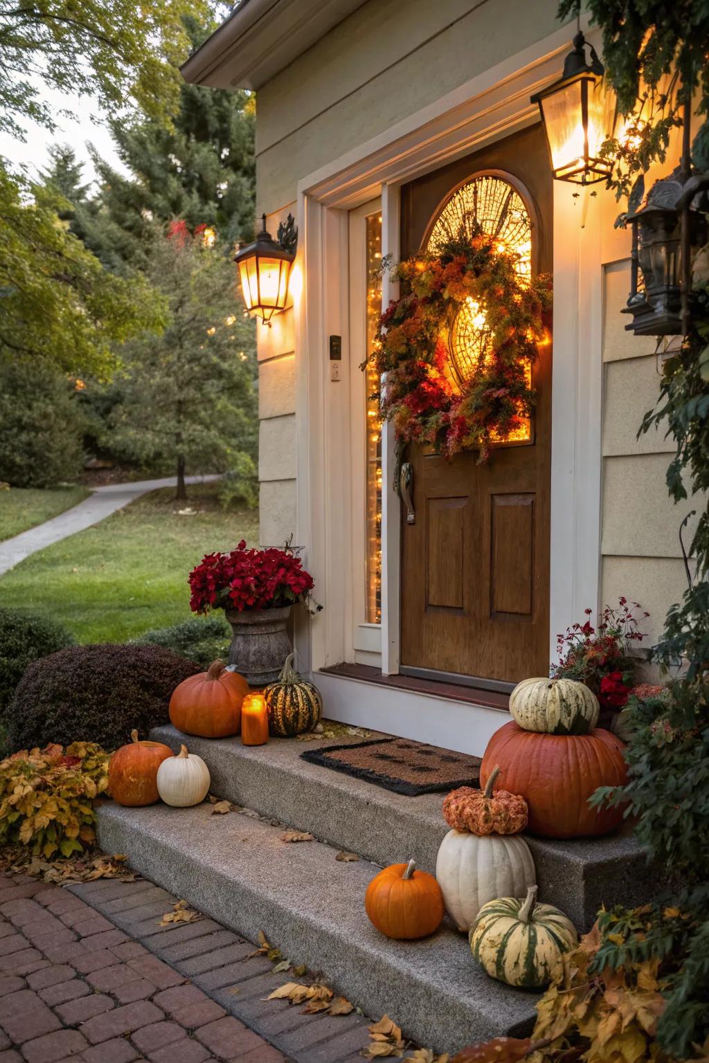 Seasonal decor brings a festive touch to your stoop, making it inviting for every season.