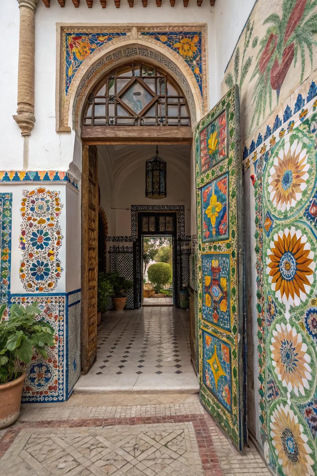 Make a statement with vibrant mosaic tiles at your entrance