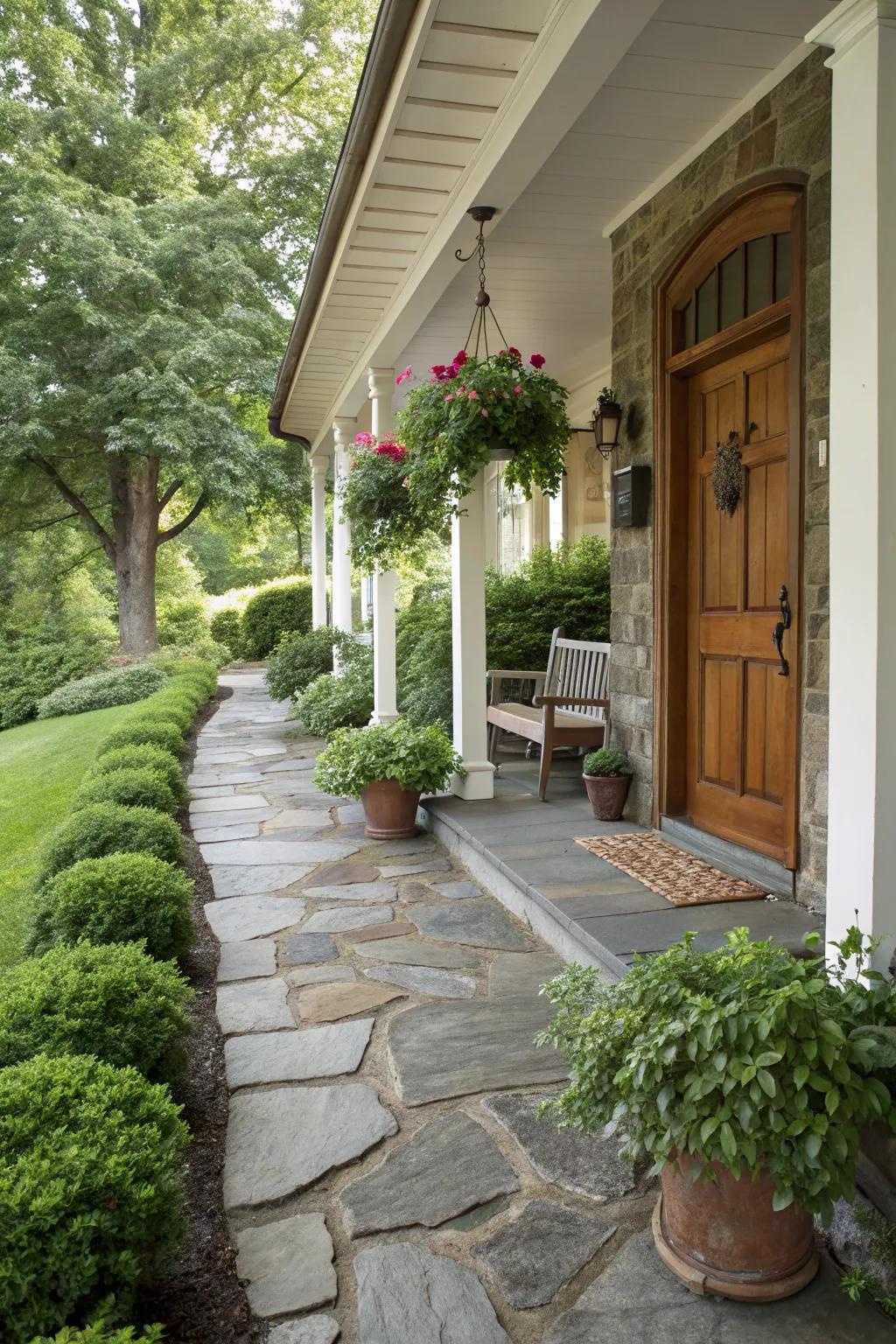 Timeless elegance with a classic stone pathway.