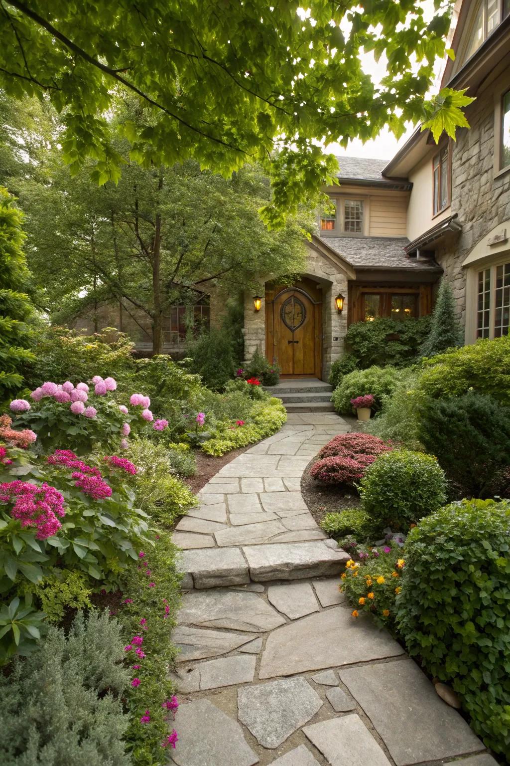 A front garden pathway that invites you in with style.