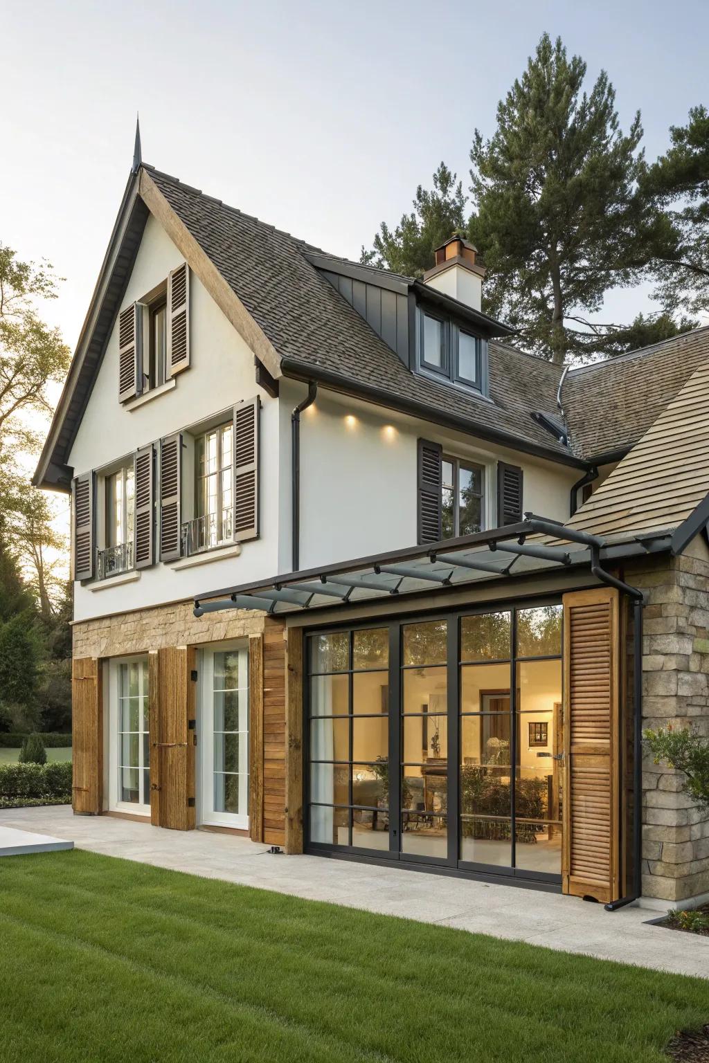 A house that beautifully combines traditional and modern architectural elements.
