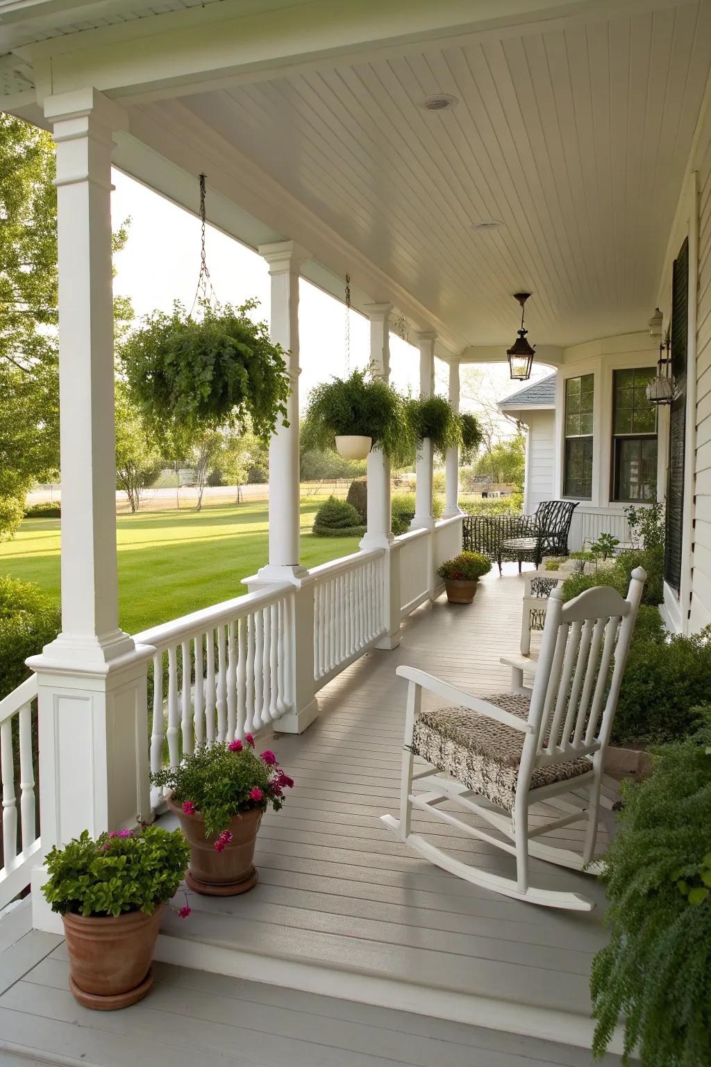 Classic white railings offer a timeless look for any home.