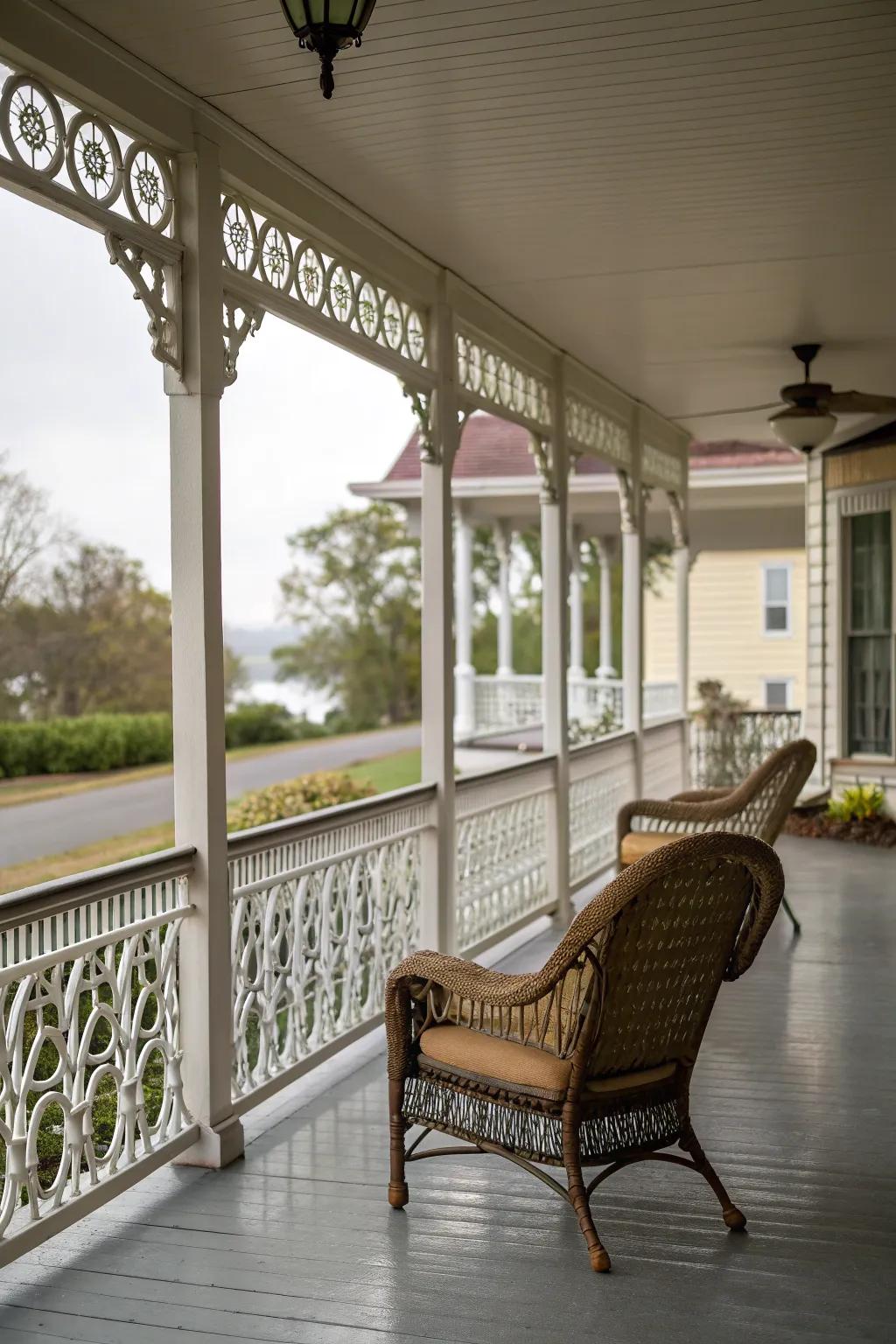 A spacious landing invites guests to linger and enjoy.