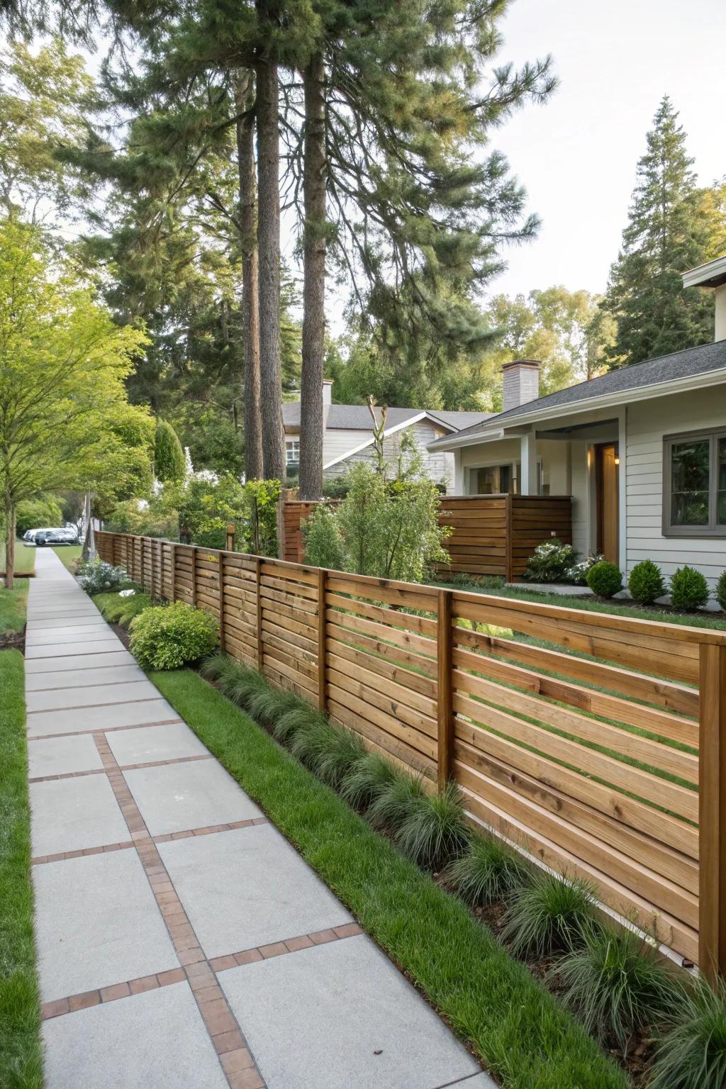 Stylish and private: Horizontal wooden slats.