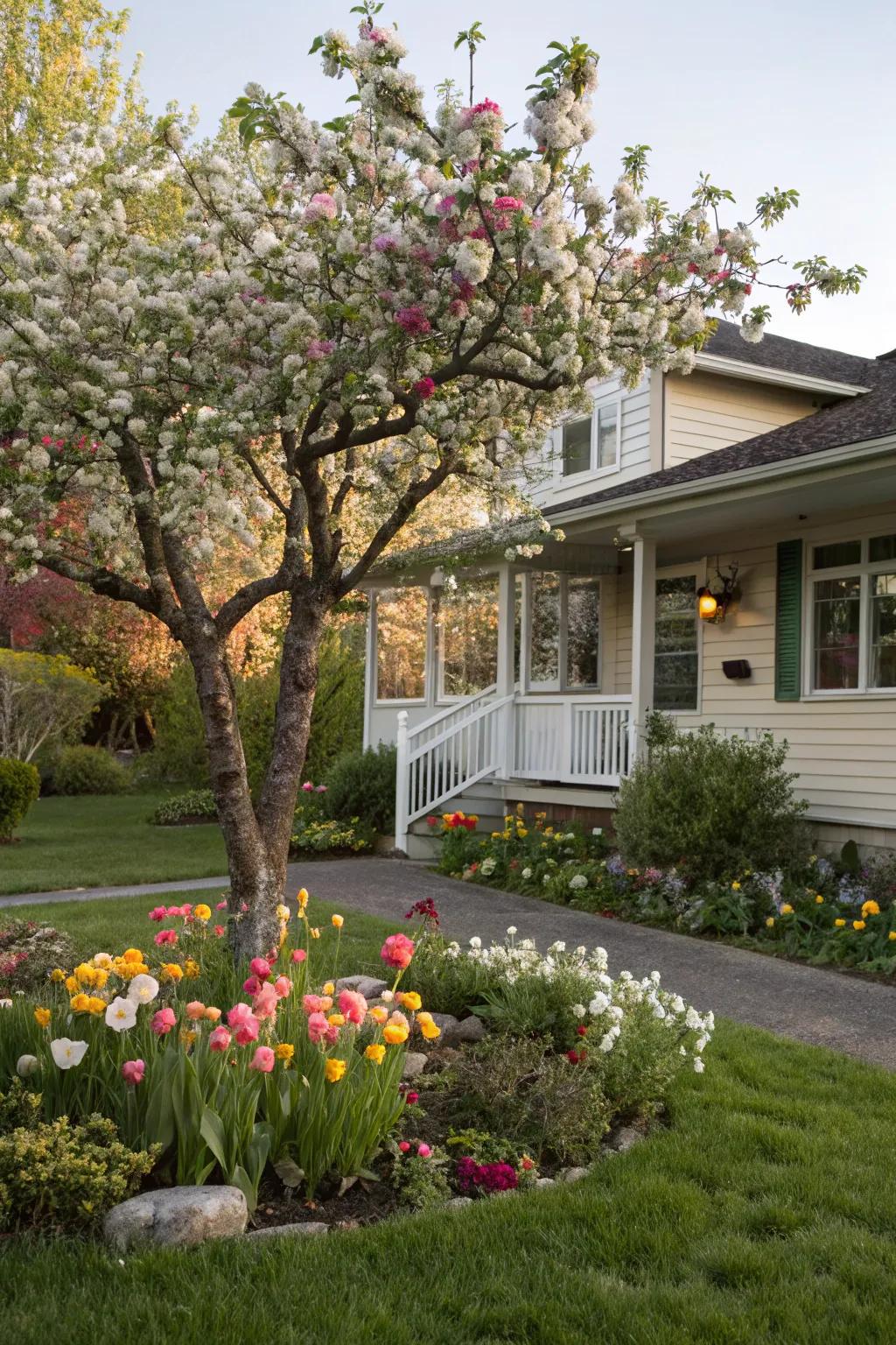 Dwarf apple trees add charm and productivity to any front yard.