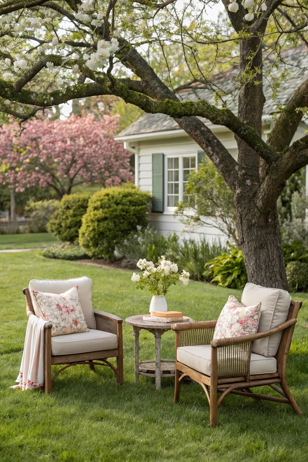 A cozy seating nook perfect for morning coffee or evening chats.