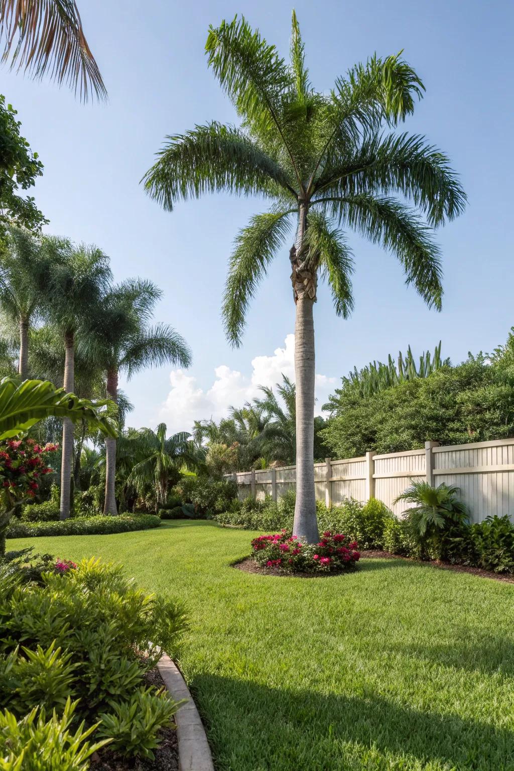 Make a statement with a tall Royal Palm as the centerpiece of your front yard.