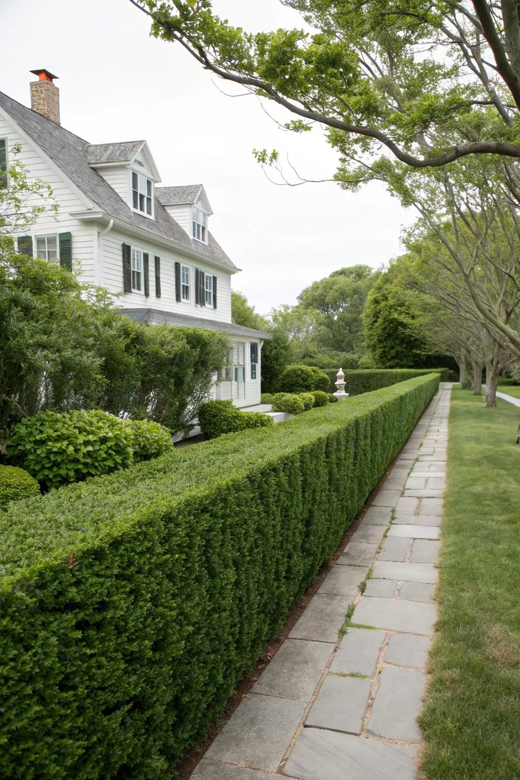 Boxwoods provide classic charm and privacy in equal measure.