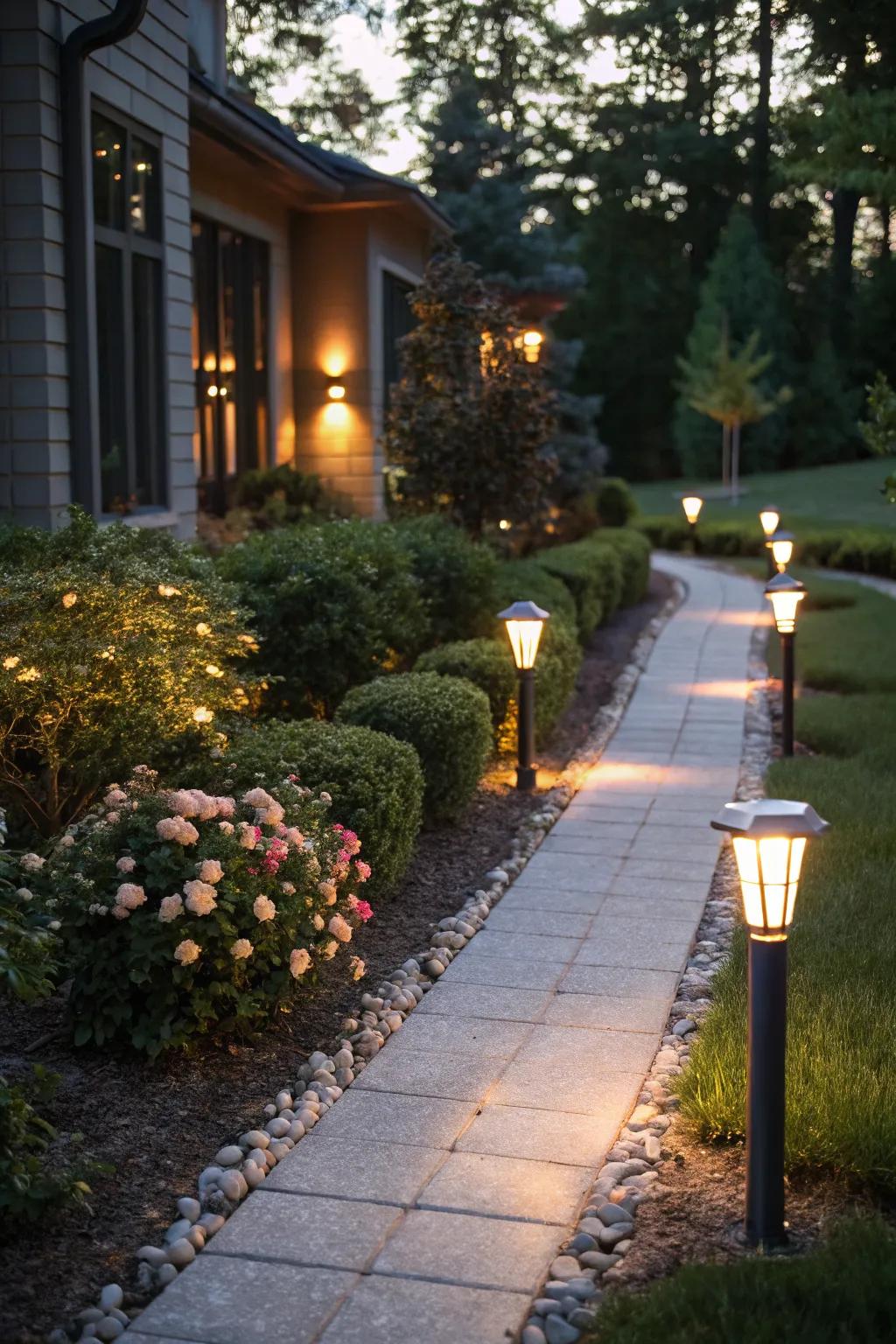 Guide your guests with elegance using solar pathway lights.