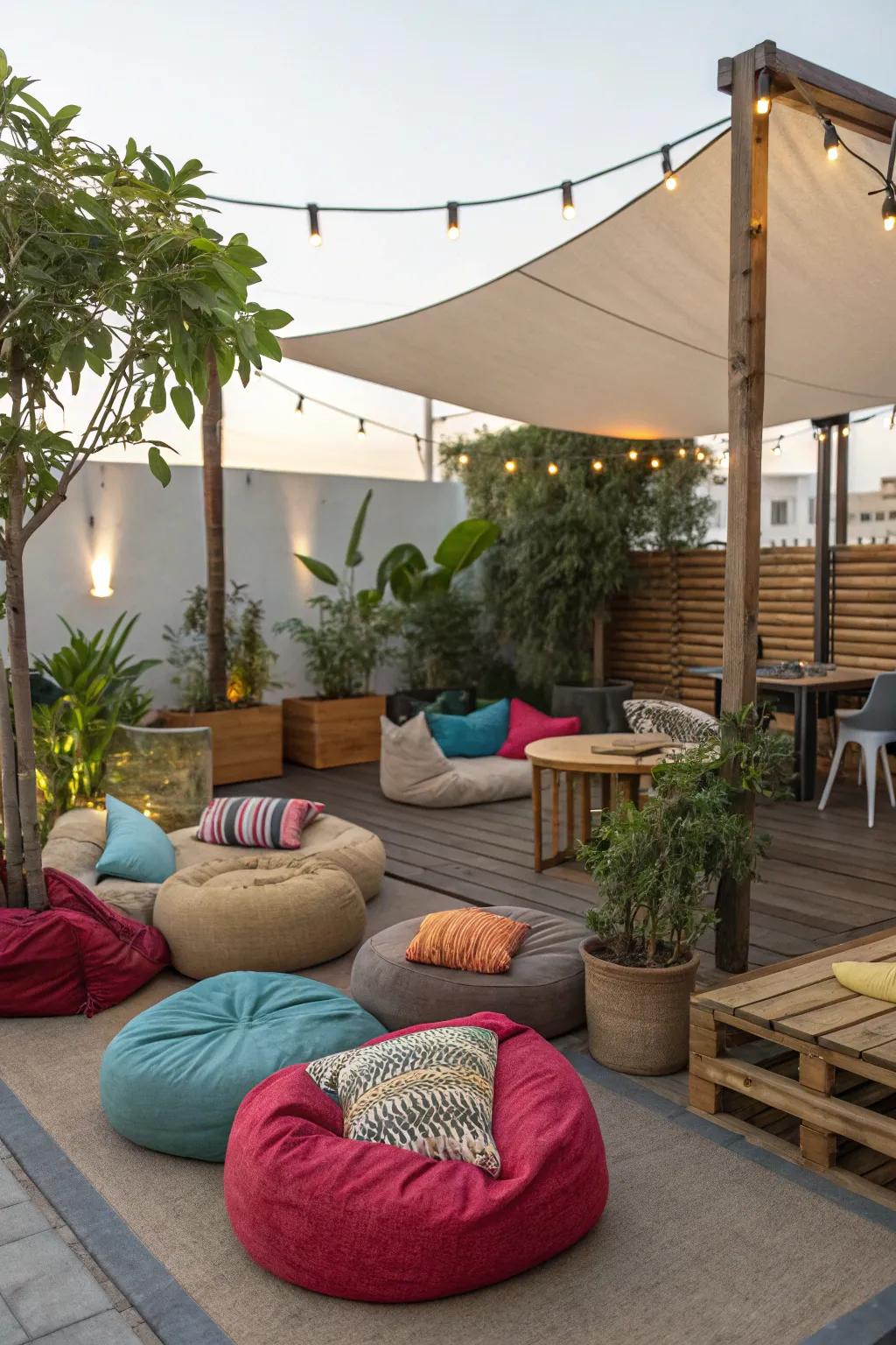 A cozy outdoor lounge area perfect for tween hangouts.