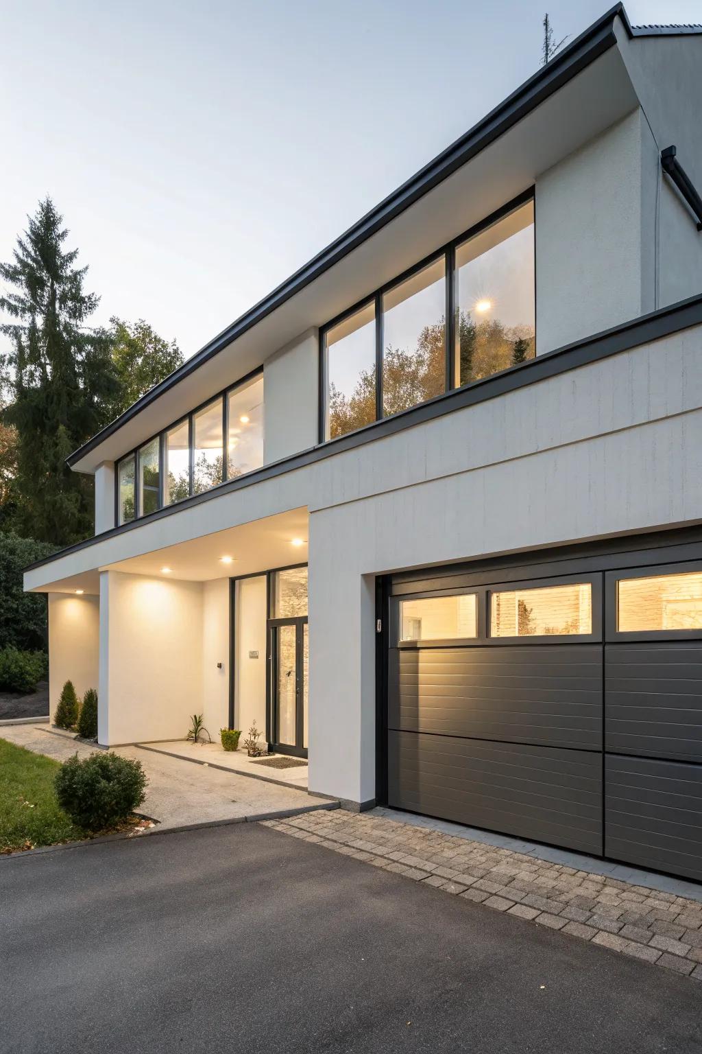 Modern sleek windows adding elegance to the garage.