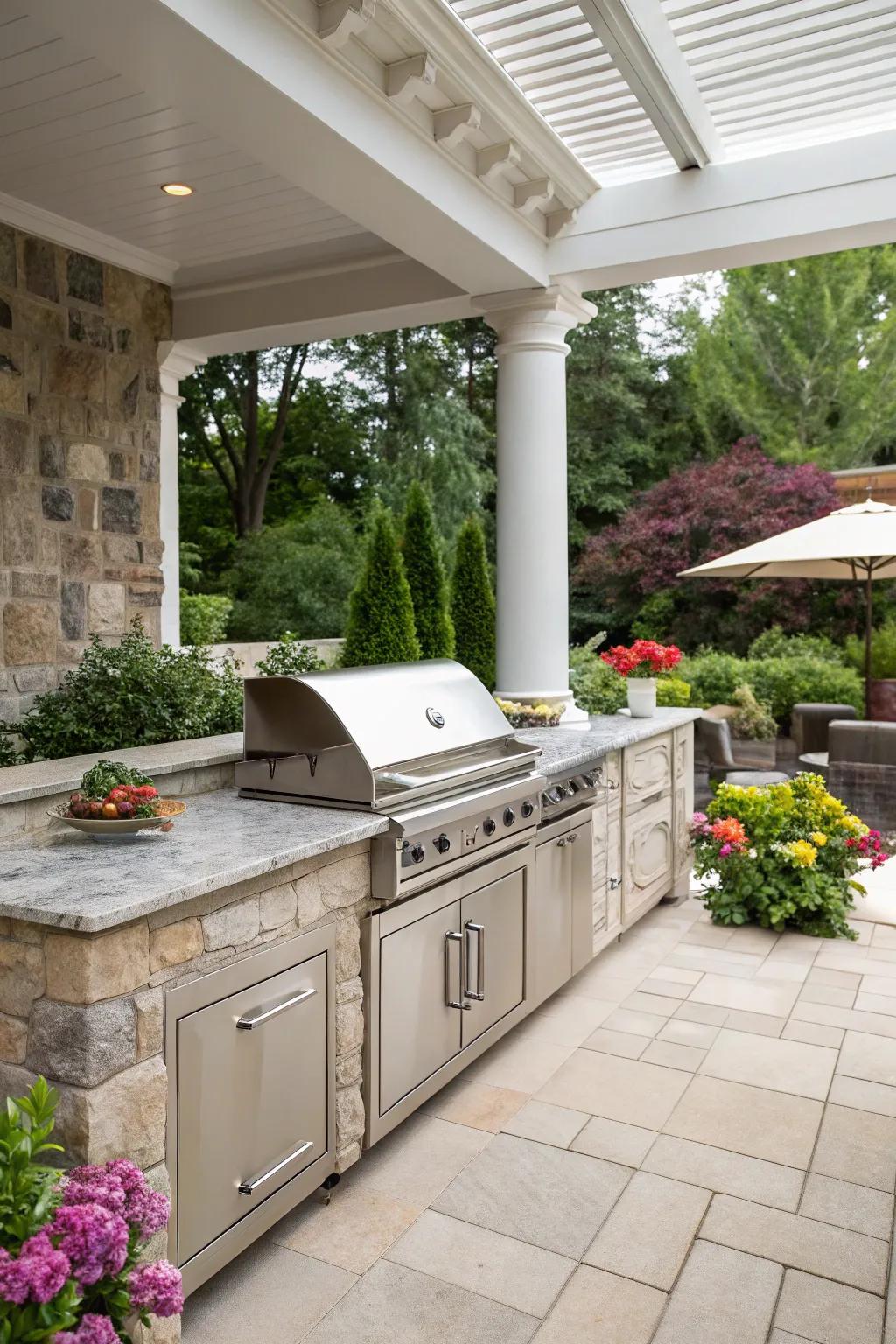 An outdoor kitchen elevates your garden barbecue setup.