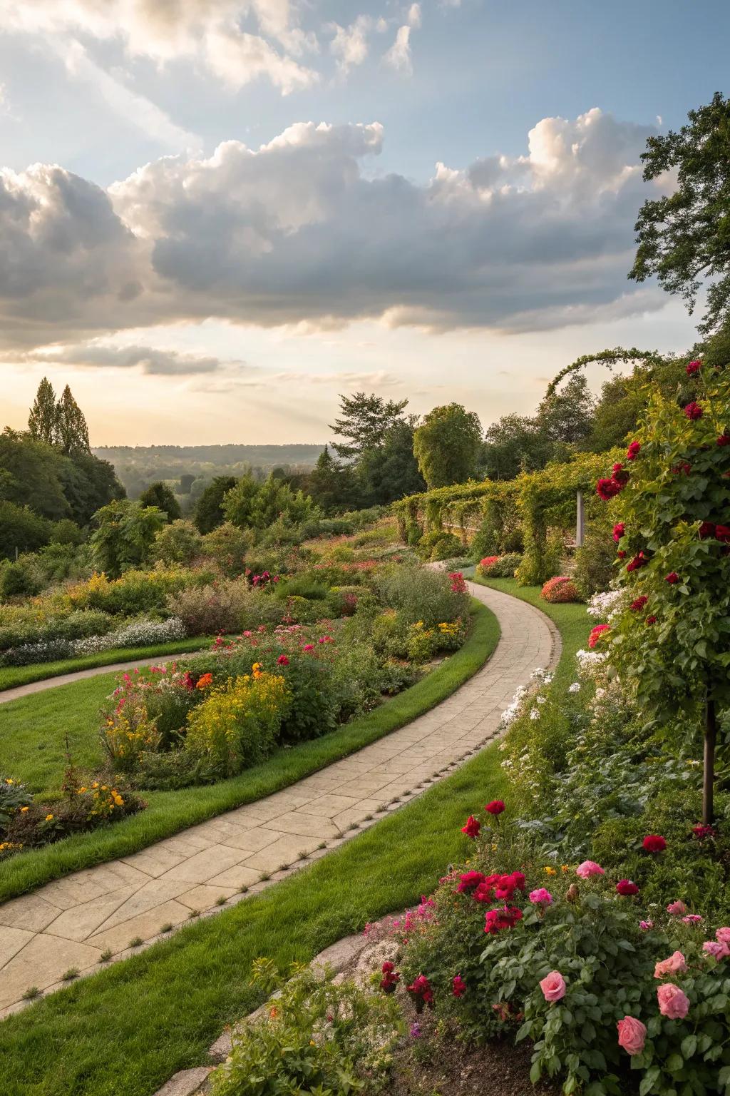 Curved borders create a soothing, natural flow in the garden.