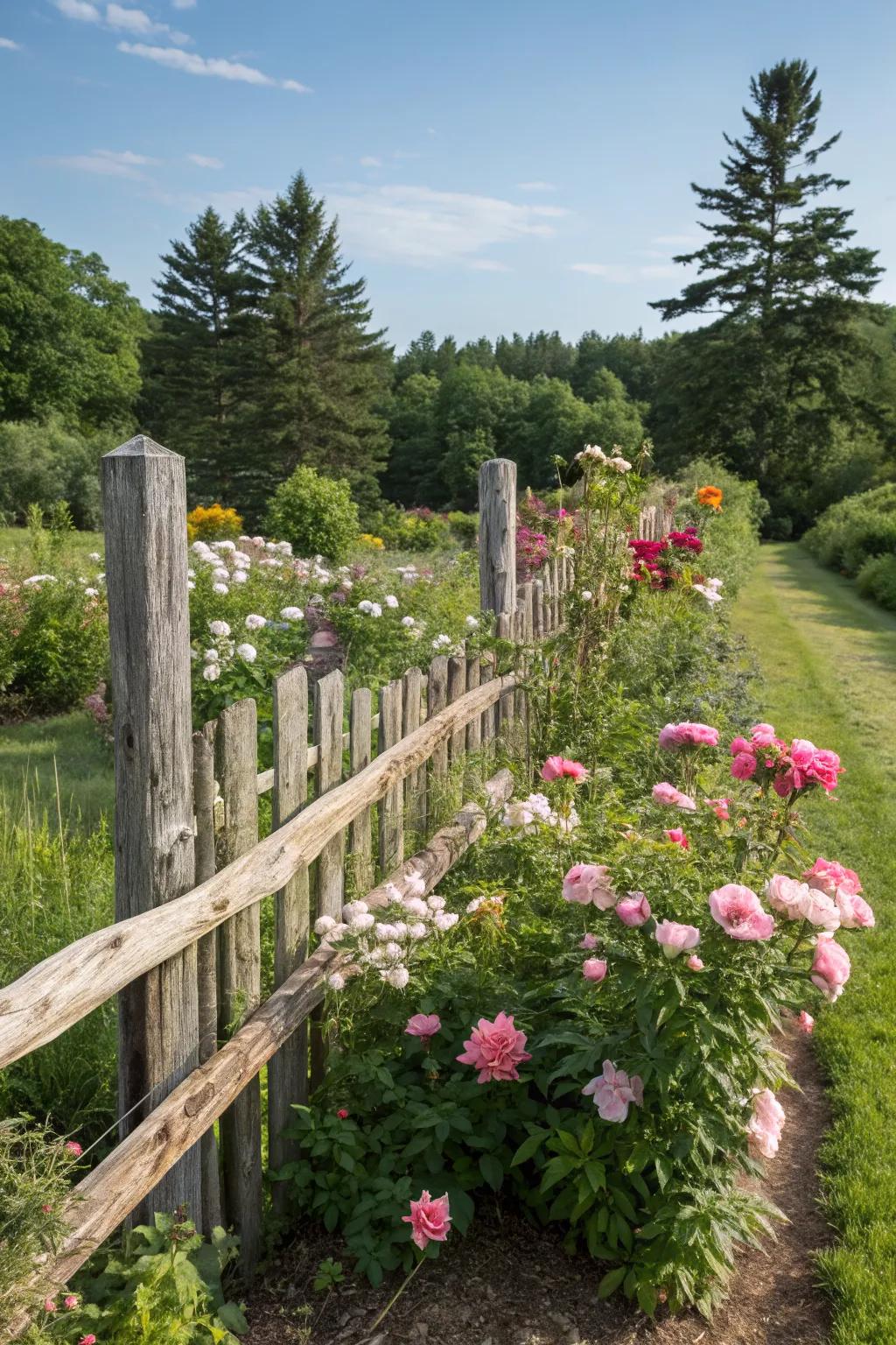 A classic wooden fence that blends naturally into your garden's landscape.