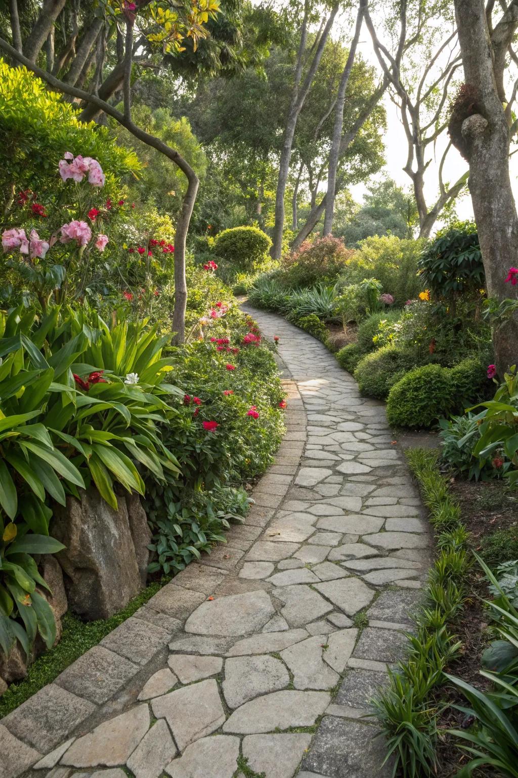 Stone pathways provide structure and charm to any garden.