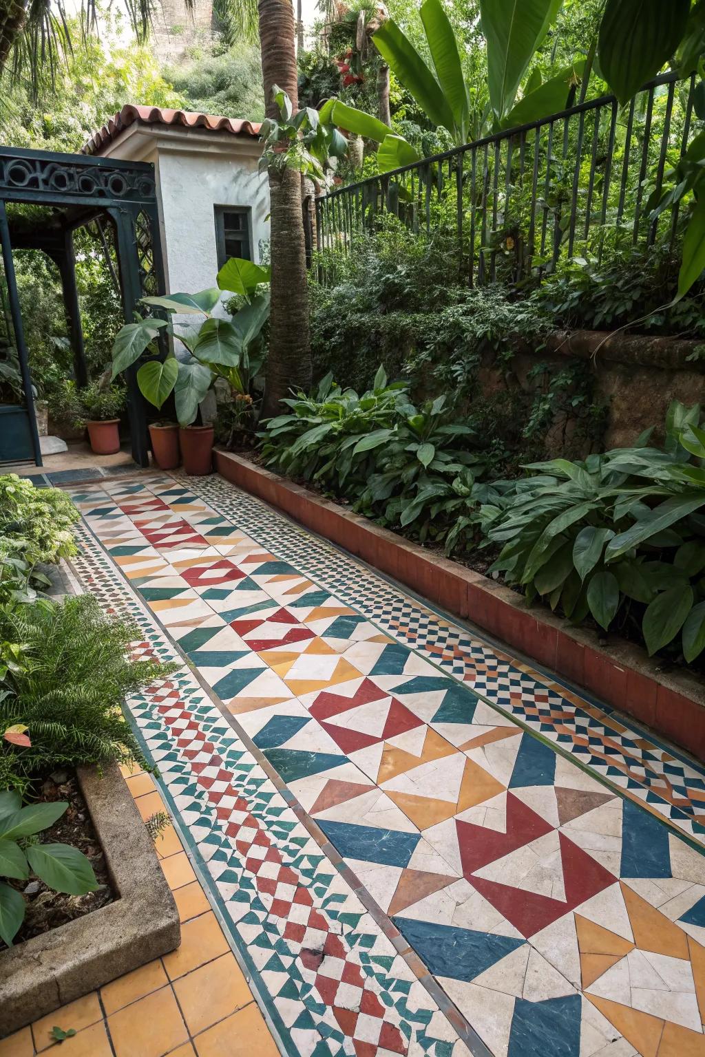 Geometric patterns add a touch of modern art to gardens.