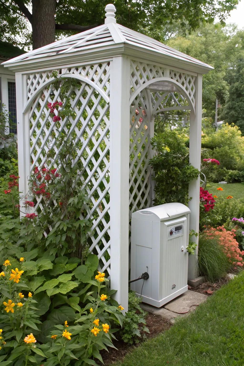 A simple white lattice cover adds charm and elegance.