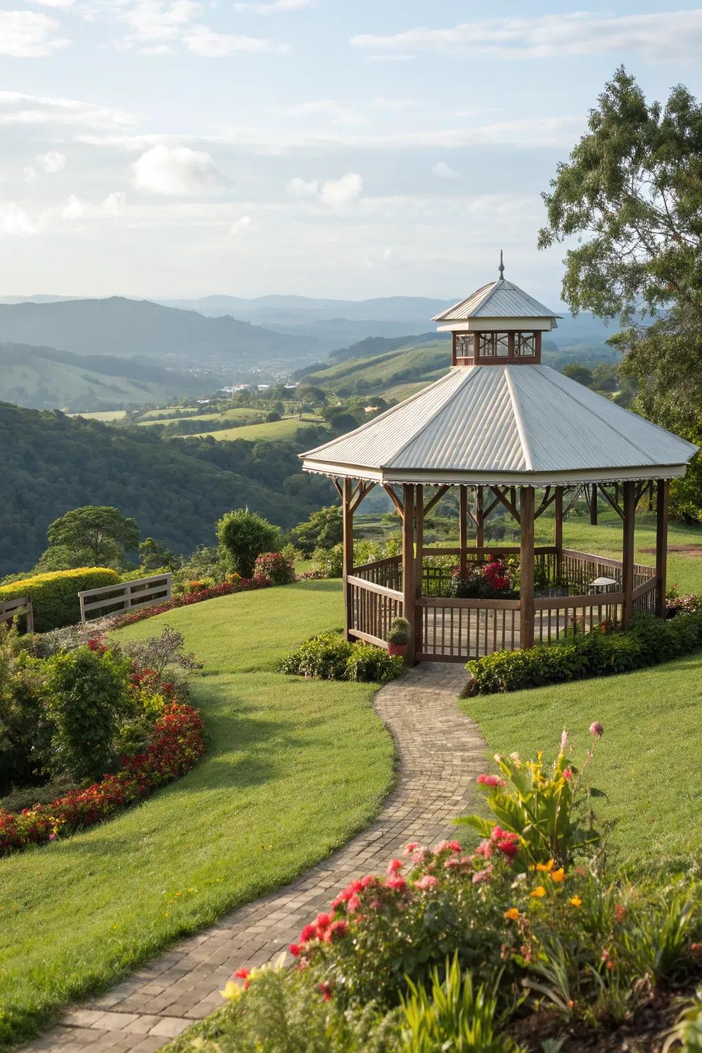 An open gazebo offering breathtaking views and a natural connection to the surroundings.