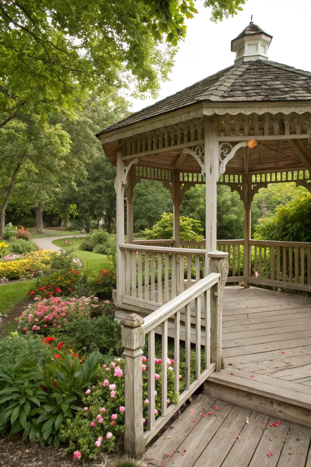 Timeless wooden railings blend beautifully with any garden.
