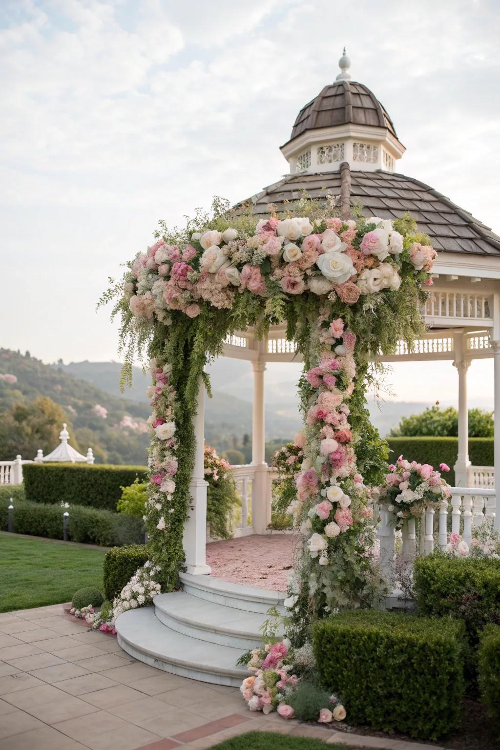 Florals transform your gazebo into a romantic haven.