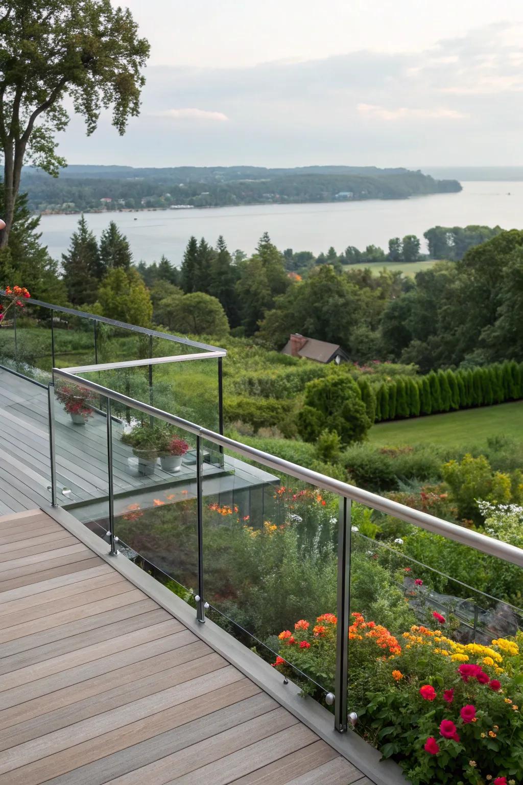 Enjoy uninterrupted views with glass deck railings.