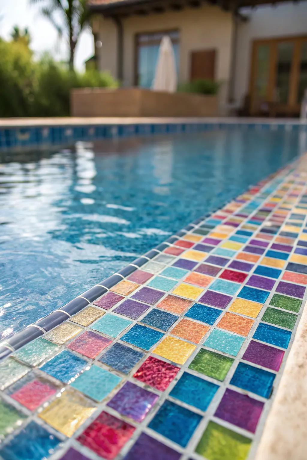 Vibrant mosaic patterns add a burst of color to any pool.