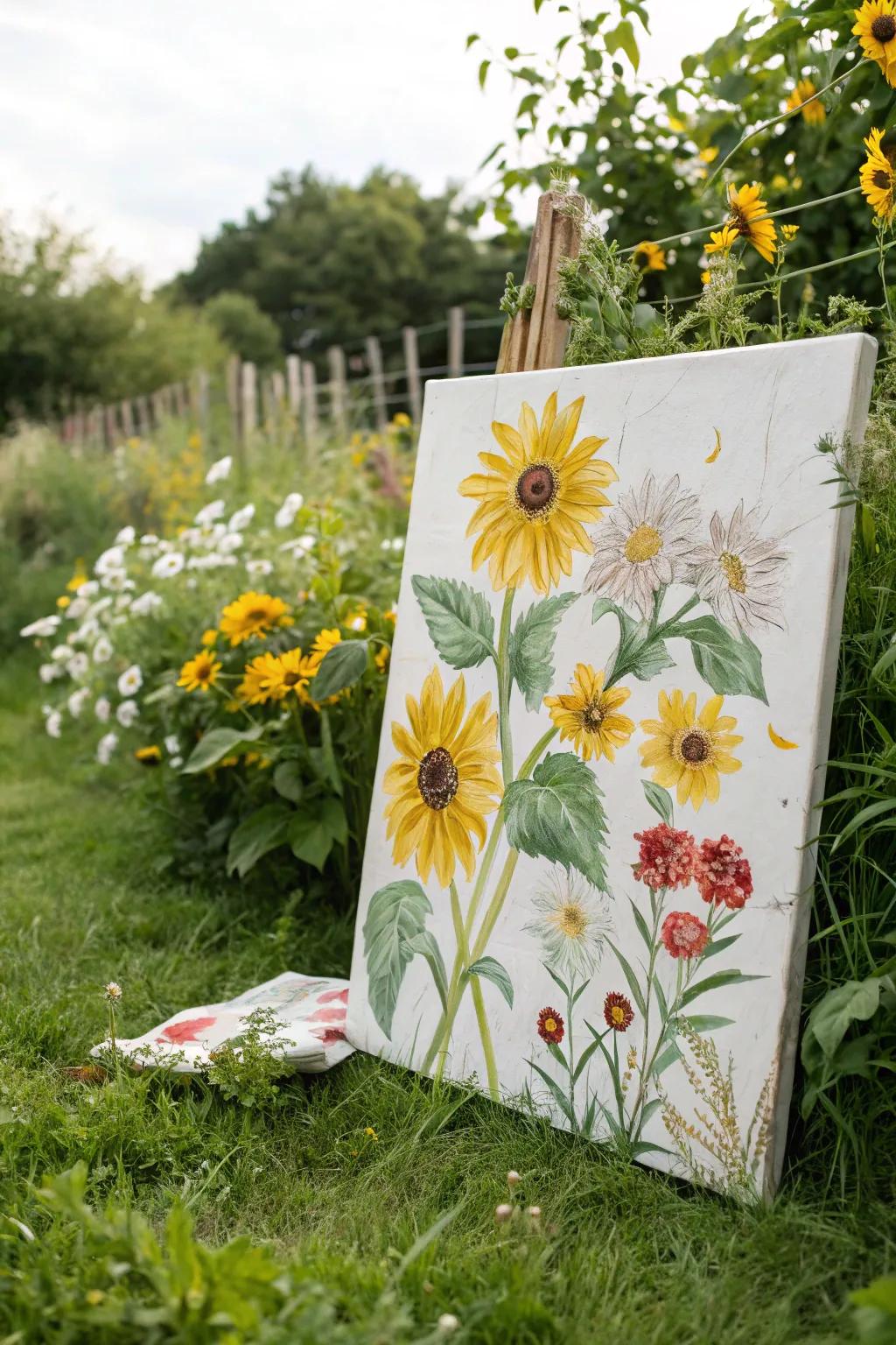 Canvas showcasing Grandma's favorite garden flowers.