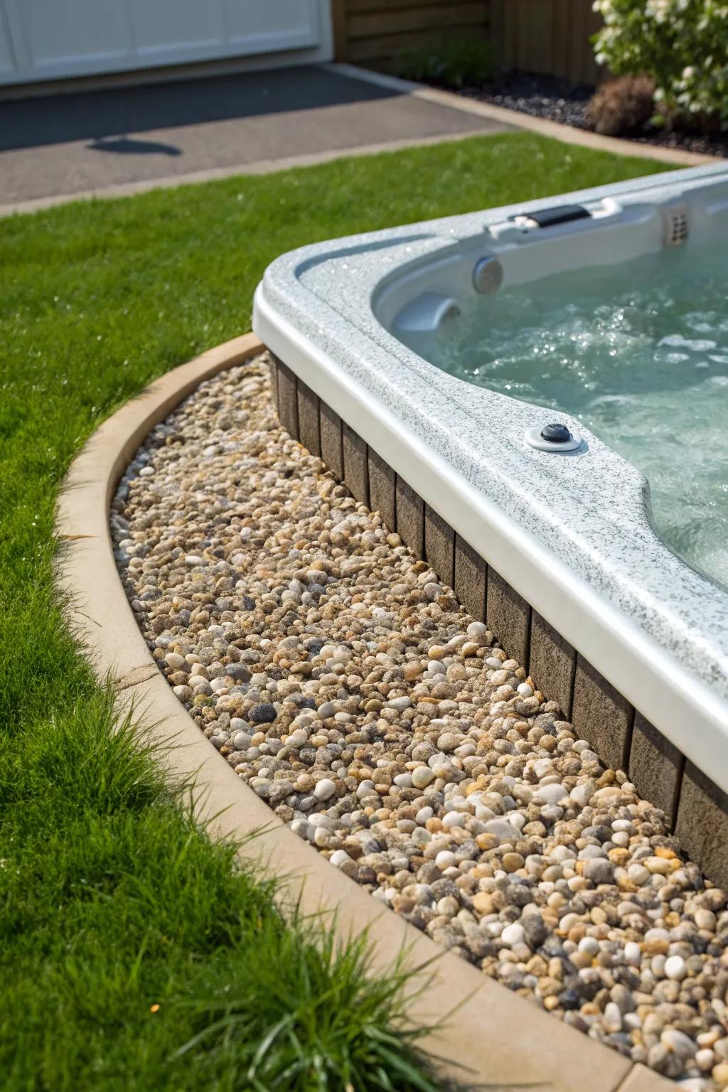A classic crushed stone base provides sturdy support and a sleek appearance.