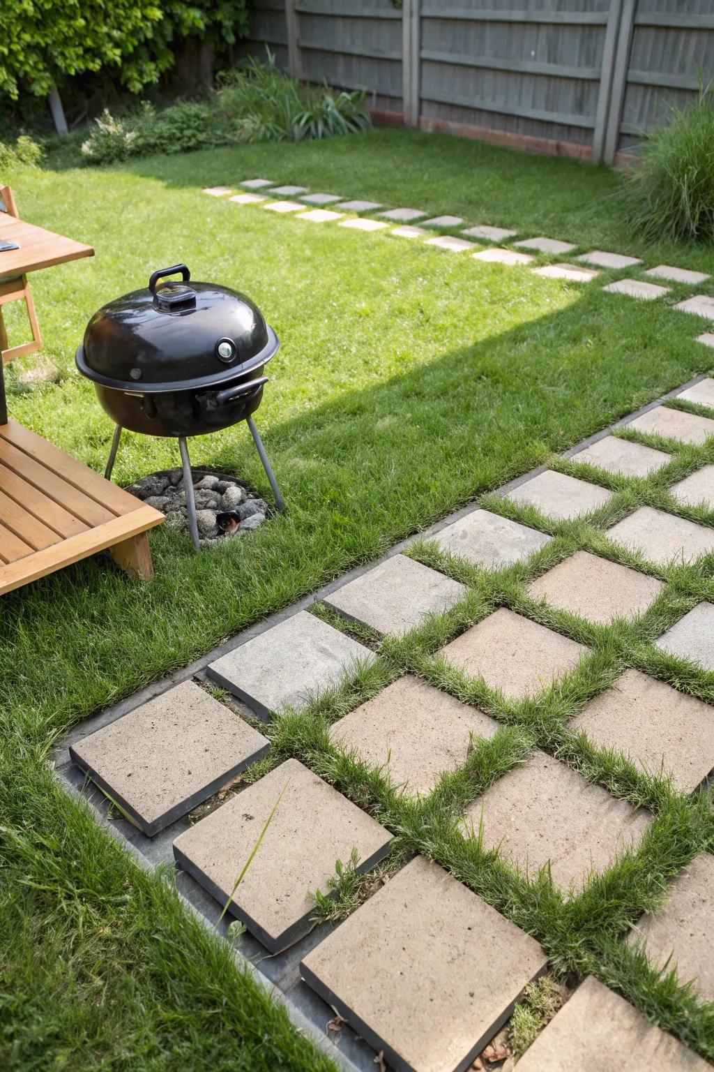 Classic paver layout providing a clean and functional grilling space.