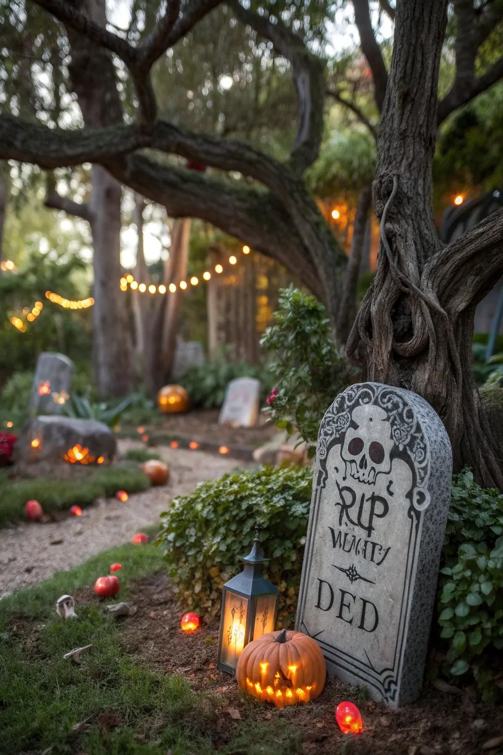 A dash of humor can make your graveyard both spooky and fun.