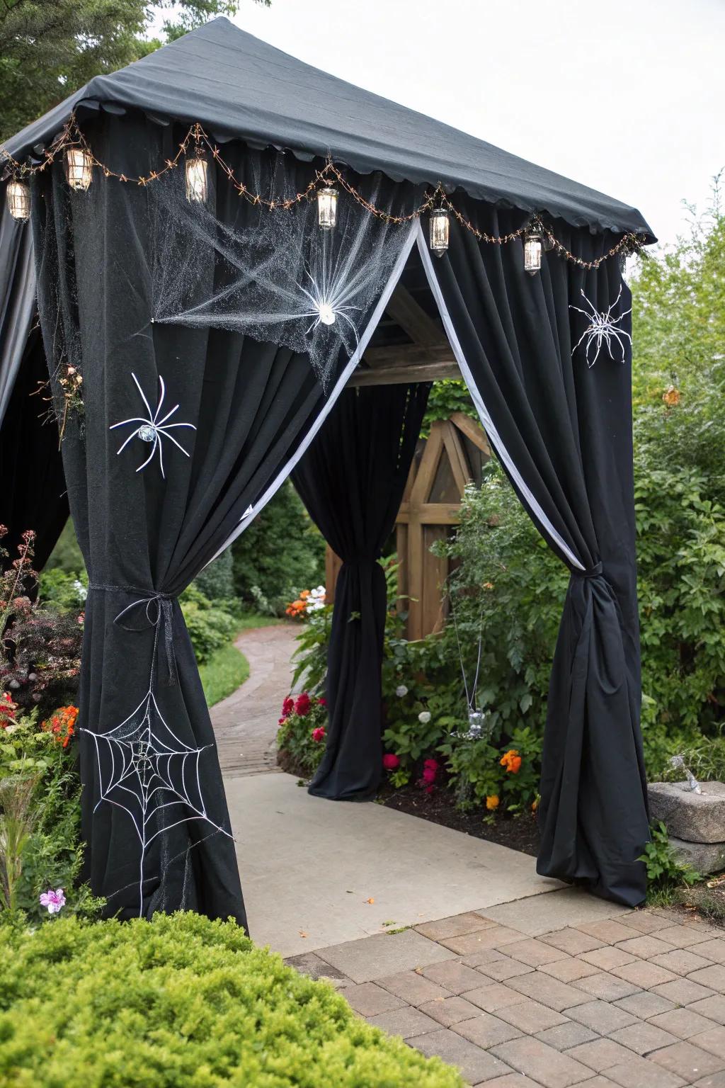 A haunting entrance sets the mood for your spooky tent.