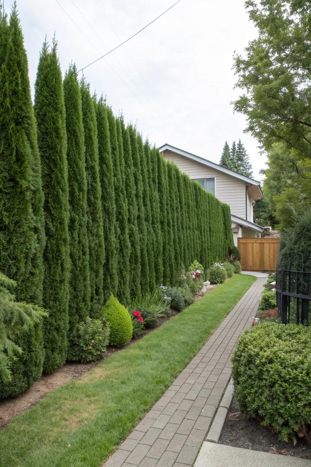 A classic evergreen hedge offering year-round privacy.
