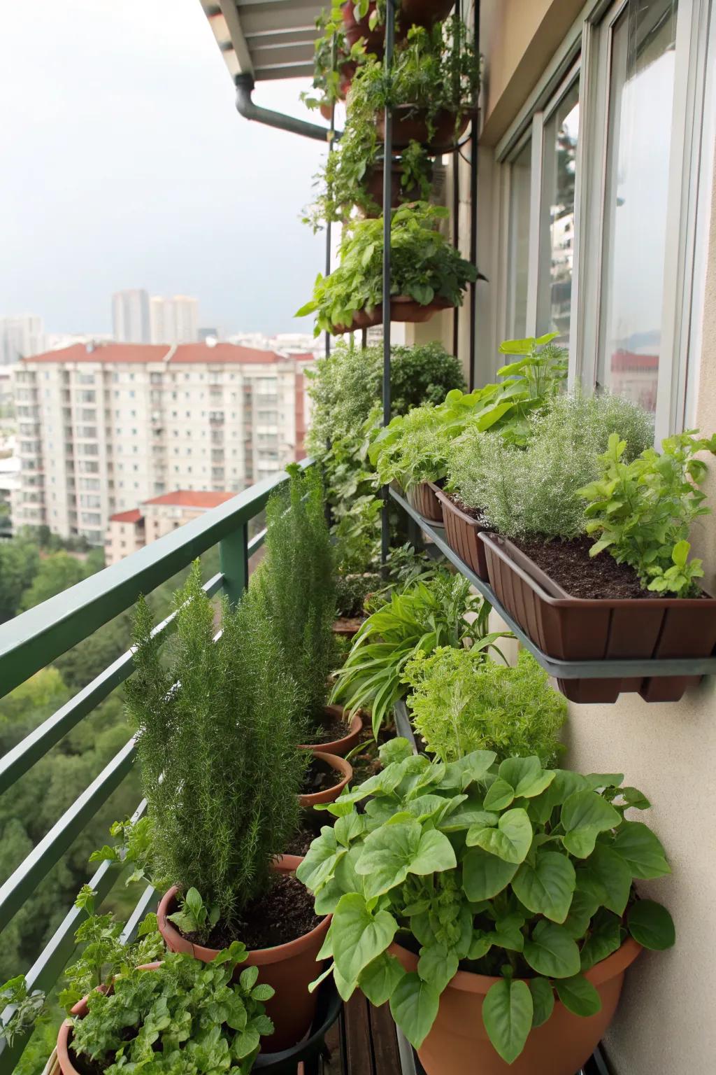 Vertical gardens add a splash of green without taking up floor space.
