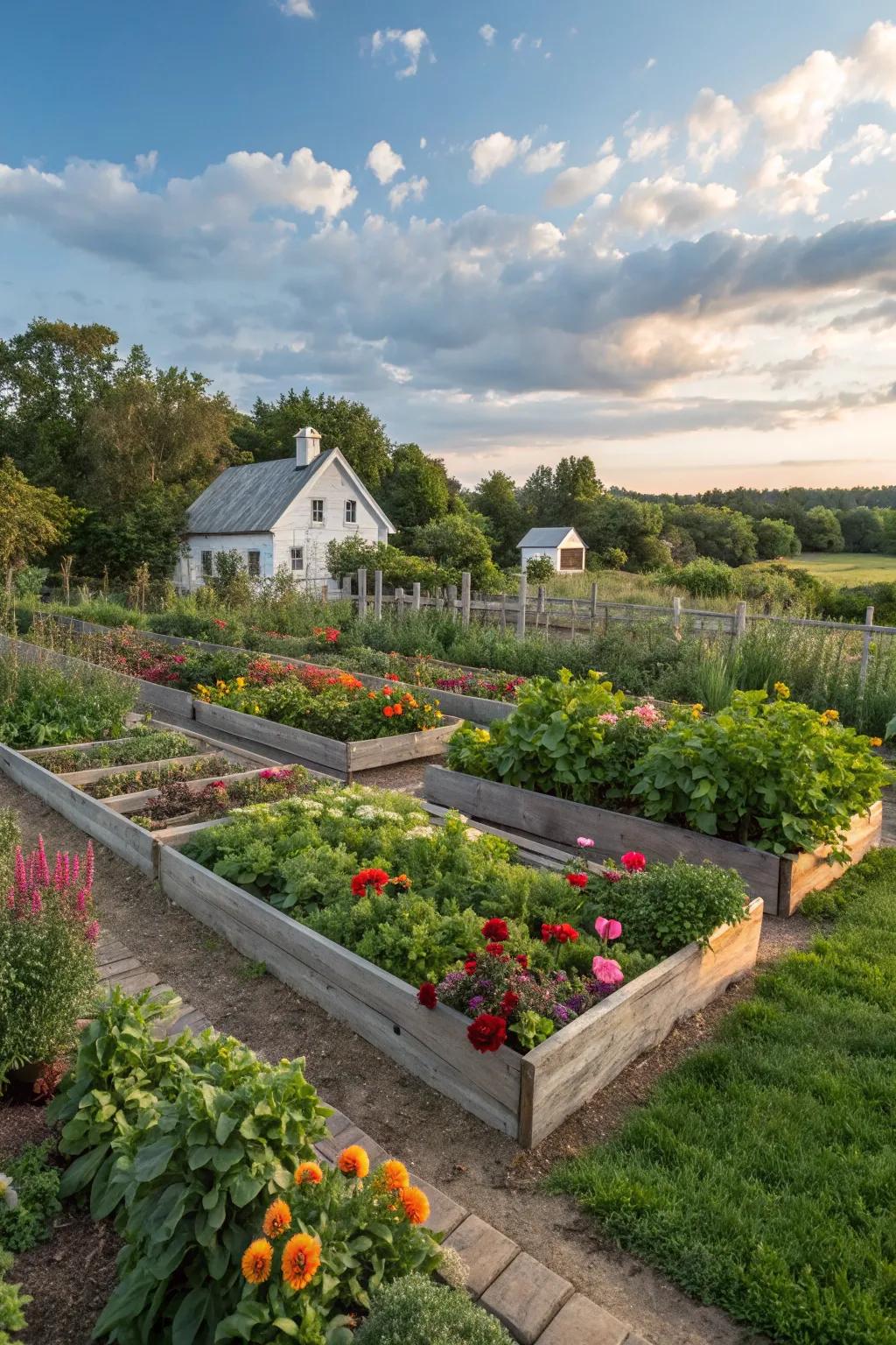Raised beds bring order and productivity to any garden layout.