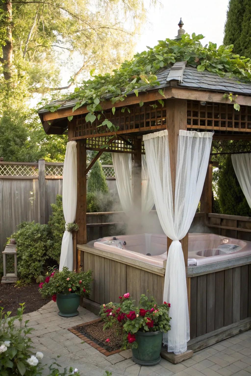 Transform your hot tub with the classic grace of a gazebo.