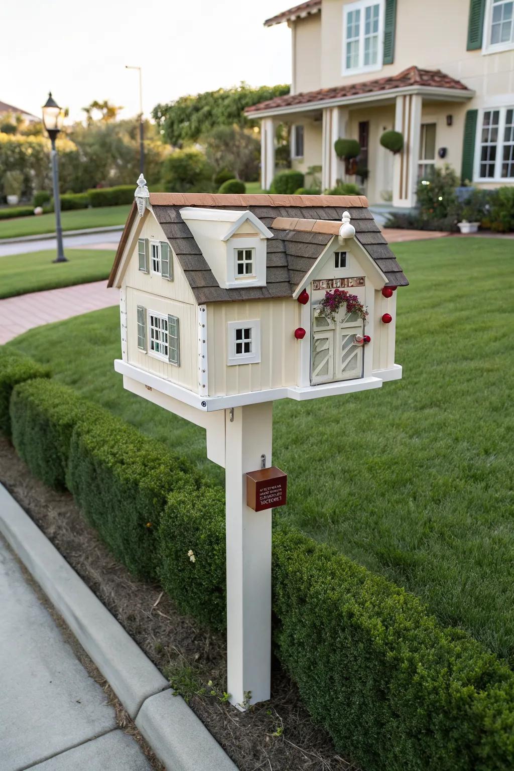 A house-shaped mailbox that mirrors the architecture of your home