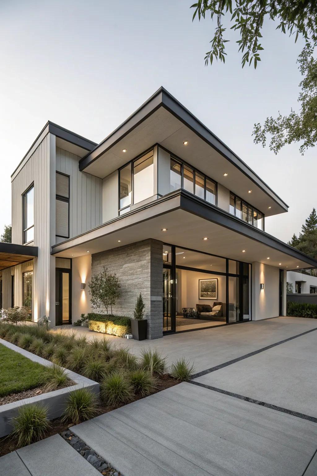 Embrace simplicity with a minimalist overhang that complements modern architecture.