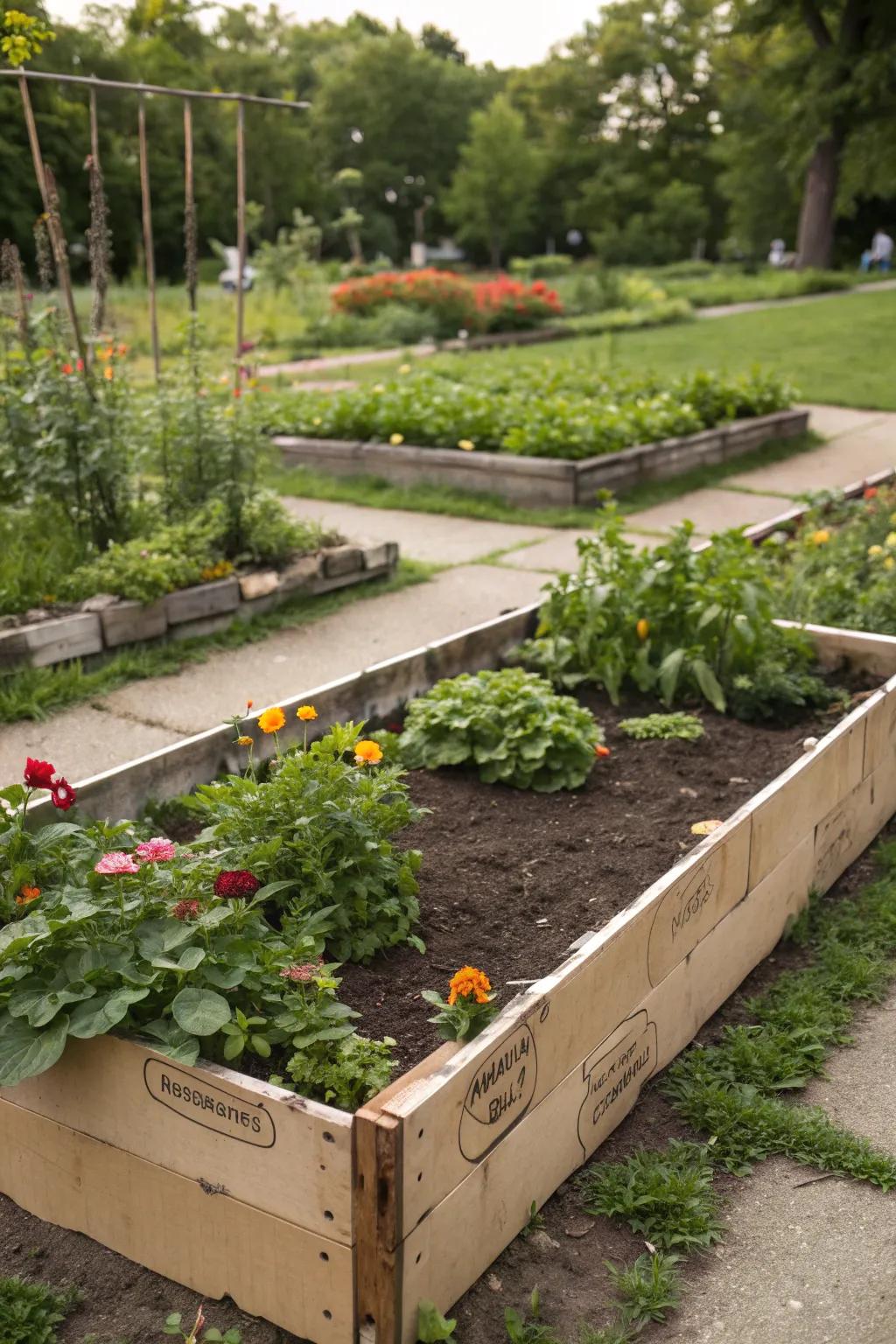 Cardboard as a reliable base layer in a raised garden bed.