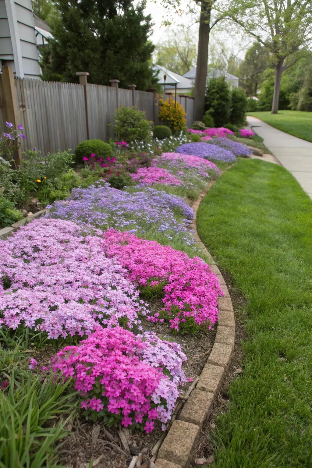 Creeping phlox spreading a wave of color in a sunny garden bed.