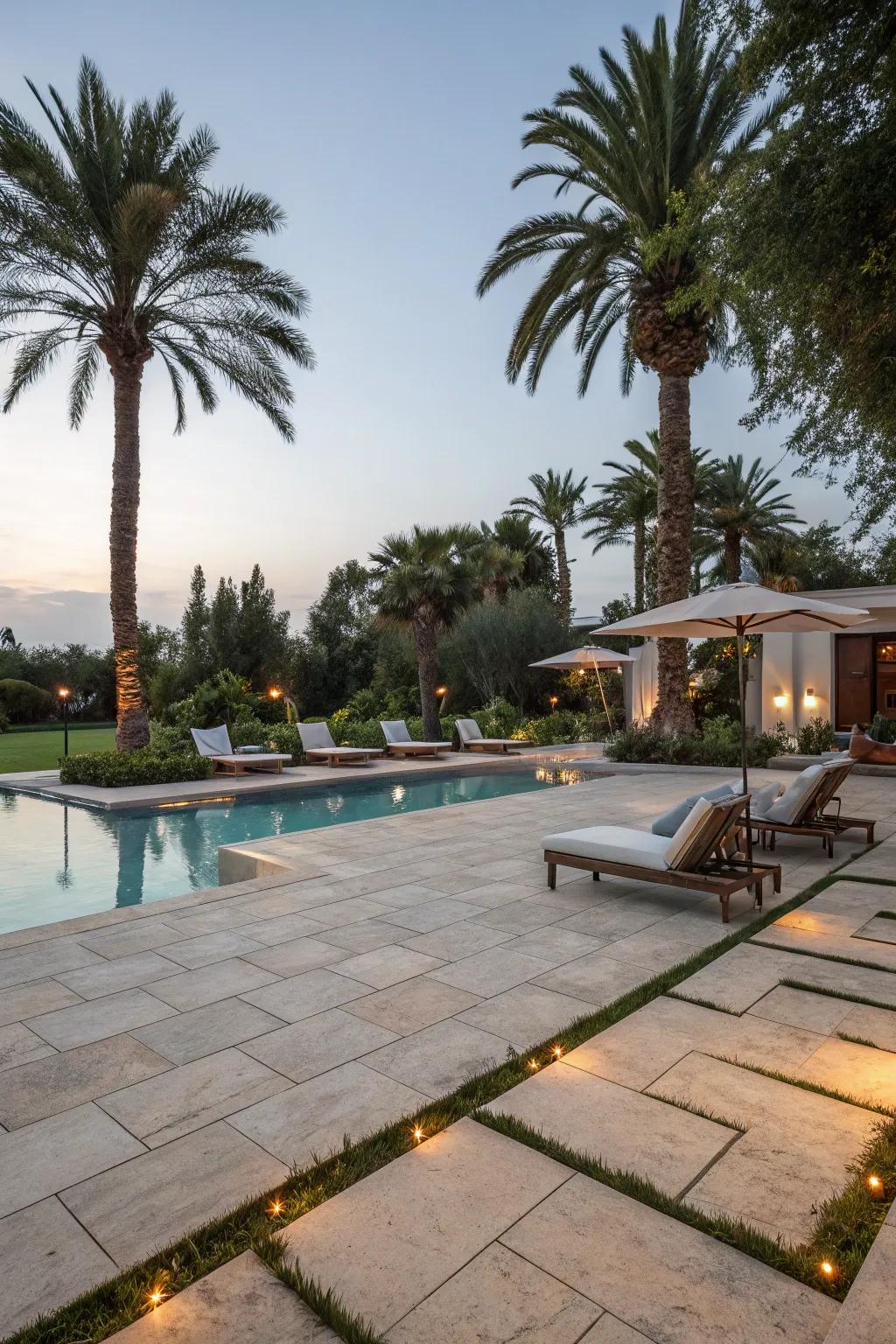 Elevate your pool with the timeless elegance of large stone pavers.