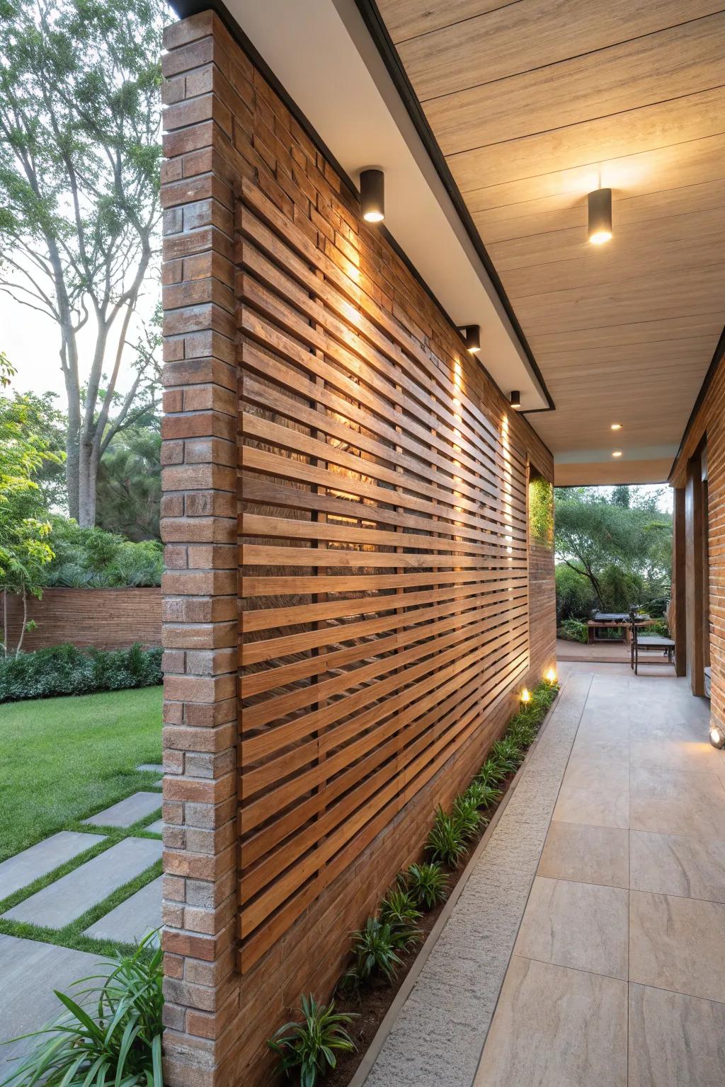 Wood paneling can add a touch of warmth and modernity to any outdoor space.