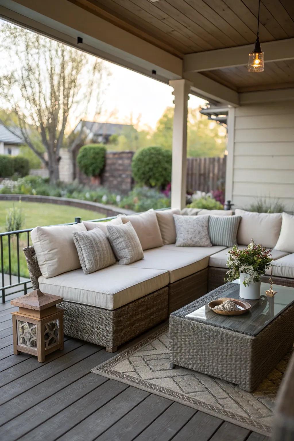 A perfect corner for relaxation with plush seating and cozy decor.