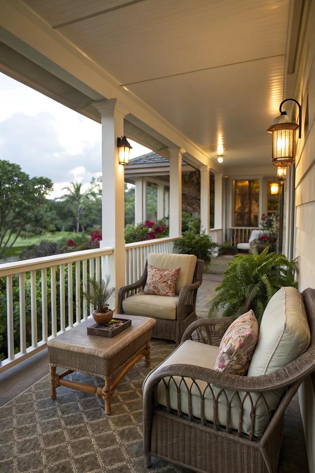 Comfortable seating transforms your lanai into a relaxation haven.