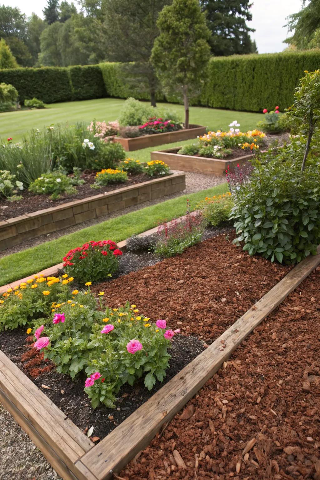 Mulch adds texture and warmth to garden beds.