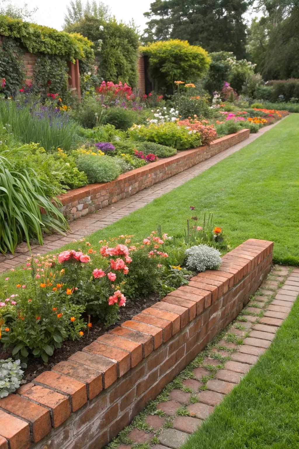 Brick edging adds a classic touch to any garden.