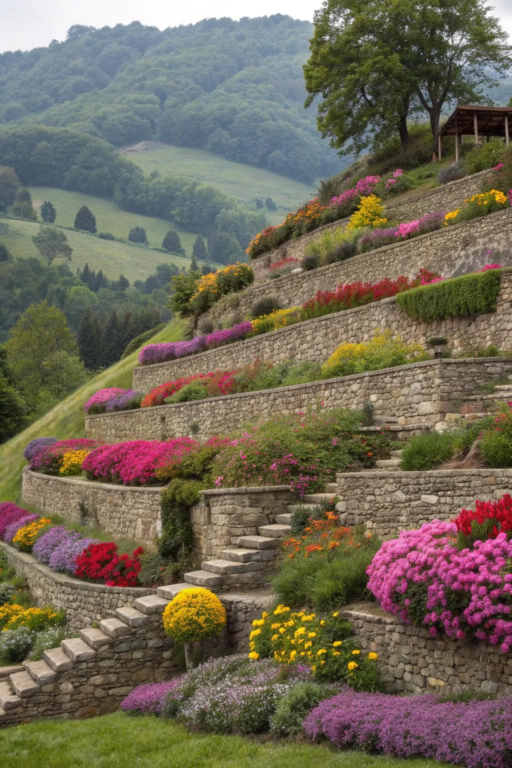 Terraced layers bring structure and beauty to a hillside.