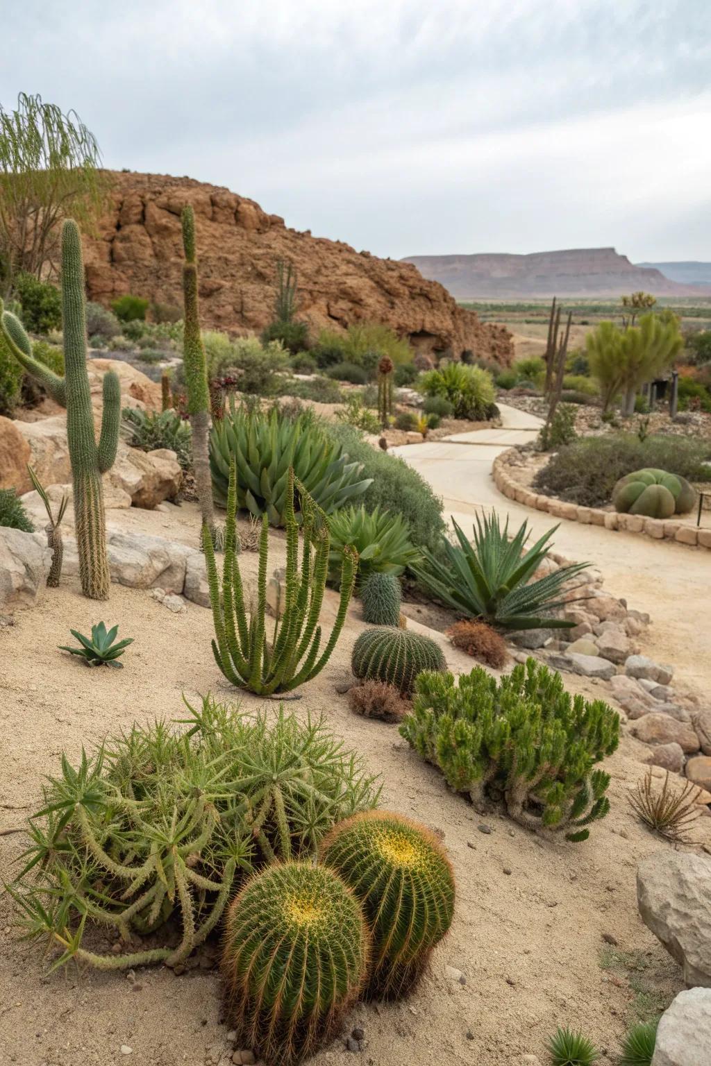 Drought-tolerant plants bring life and color to sandy soils.